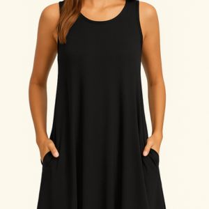 Buy Womens Sleeveless Loose Plain Dresses